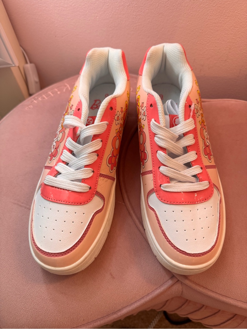 Barbie Pink and White Floral Low-Top Sneakers
